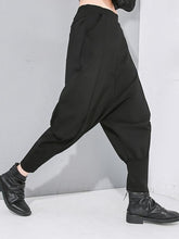 Black Elastic Waist Harem Pants